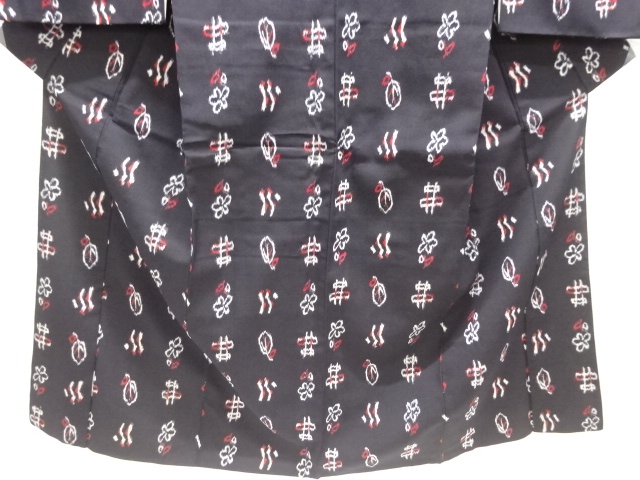  大正ロマン　抽象花模様織り出しお召着物